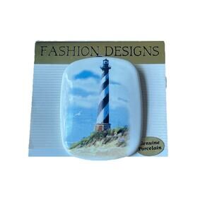 Vintage Fashion Designs Porcelain Cape Hatteras Lighthouse Pin Brooch
